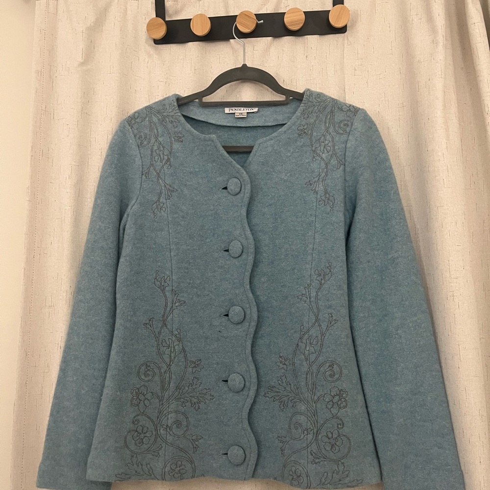 Pendleton Blue Embroidered Button Cardigan - image 4